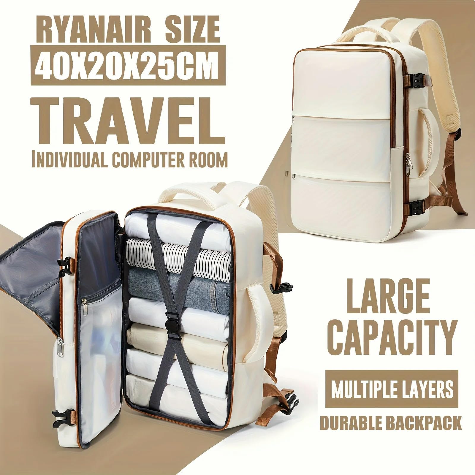 Reisetasche Notebook-Rucksack Für Reisen, 40 X 20 25 cm, Ryanair, Laptoptasche, Herren Und Damen, Business, wasserdichte Kabinentasche, Handgepäck-Rucksack, Schultasche-schwarz