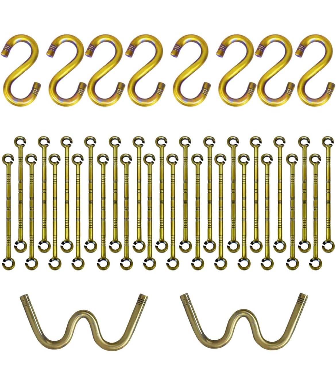 7 Feet Antique Gold Finish Animal Design Swing Chain Links Brass Hanging Hooks Accessories Set of 4 Piece-image-28