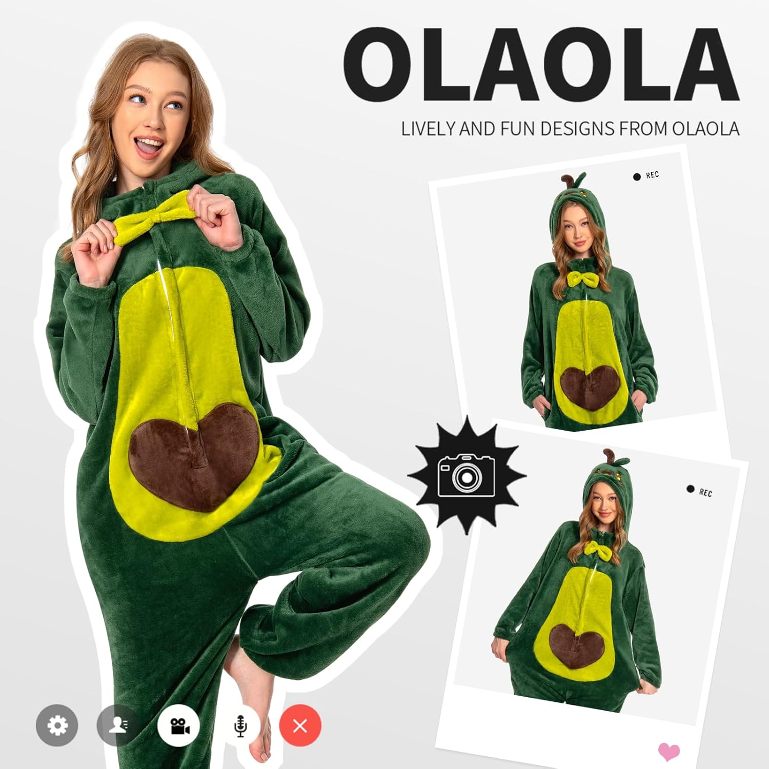 OLAOLA Adult Onesie, Flannel Unisex Animal Pajamas, Plush One Piece Sleepwear Cosplay Party Costume - Image 3