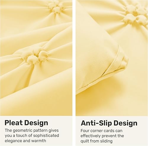 Miniatura 4 de UNIKOME Juego de edredón tamaño Queen amarillo  Juego de ropa de cama alternativo ultra suave y bohemio con plumas para invierno, todas las