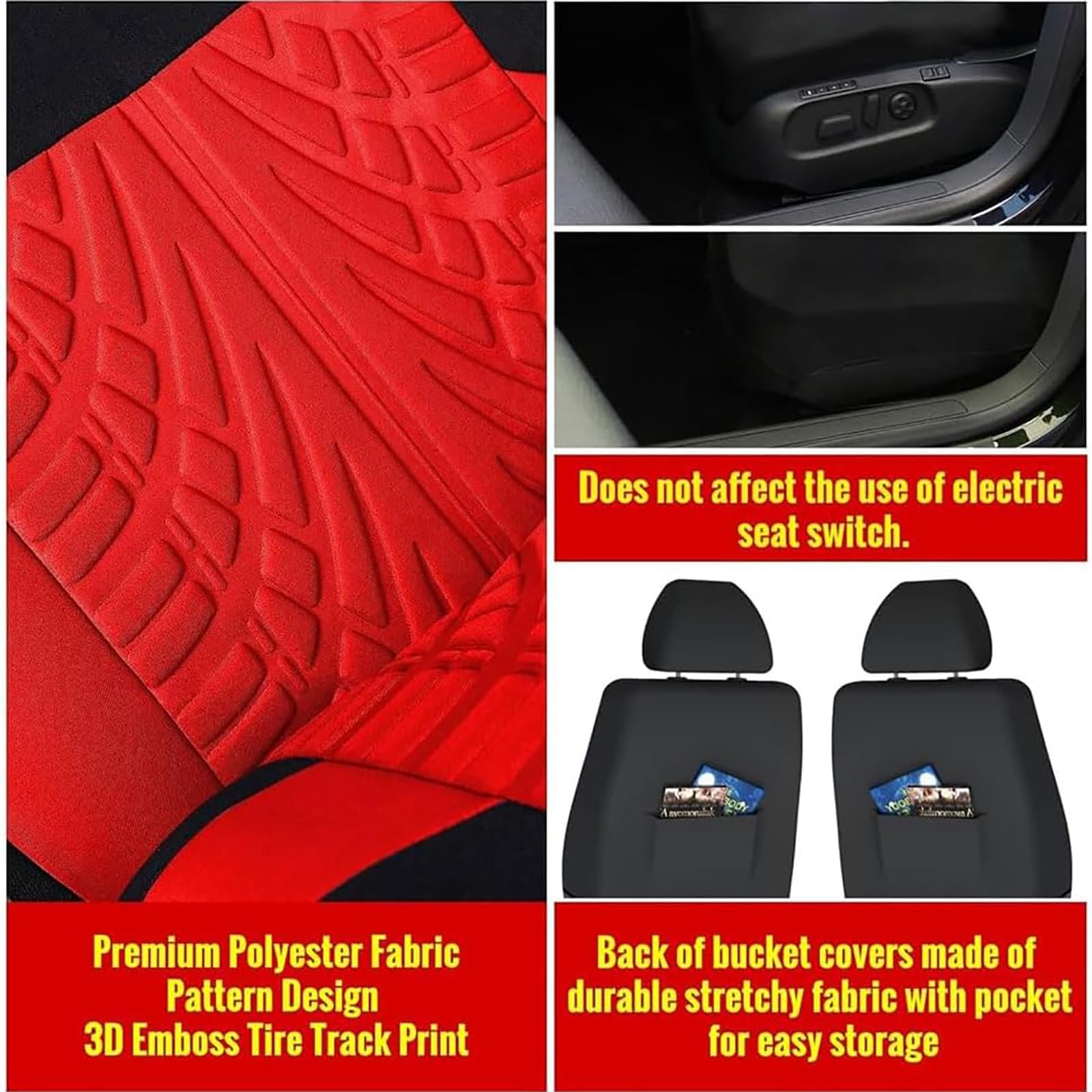 NALSA Coprisedili Auto per MG ZS MG4 MG5 ZS EV 2022 2023, Coprisedile Set Anteriori e Posteriori Completo Copri-Sedile Impermeabile Traspirante Copri Sedile Auto Accessori,D/Red