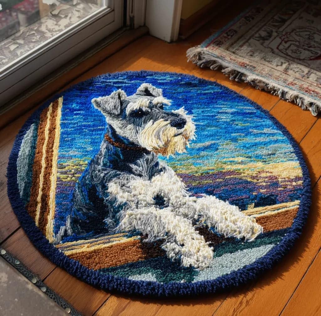 Kitquiver DIY Latch Hook Rug Kit for Aldult,Schnauzer 50X 50Cm