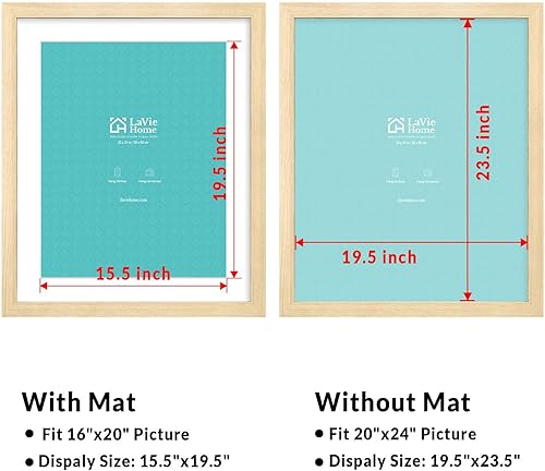 Vista 155 de LaVie Home - Portarretratos de 18 x 24 pulgadas, fotos de 16 x 20 pulgadas con paspartú, de 18 x 24 pulgadas sin paspartú, plexiglás pulido, Negro