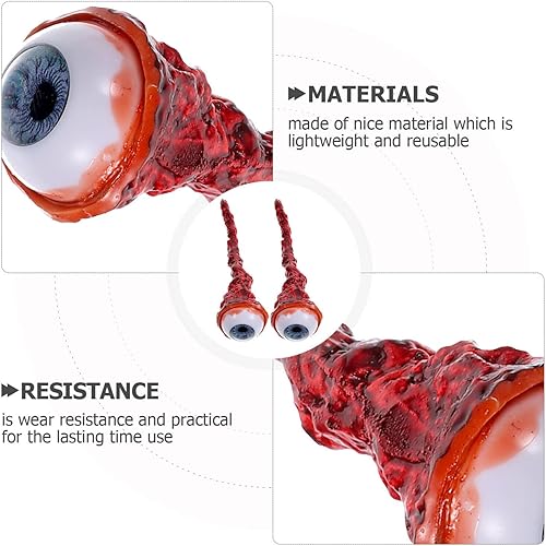 Miniatura 4 de Toyvian 2 piezas de globos oculares de Halloween, ojos falsos de látex, ojos falsos rasgados, globos oculares espeluznantes sangrientos, accesorios