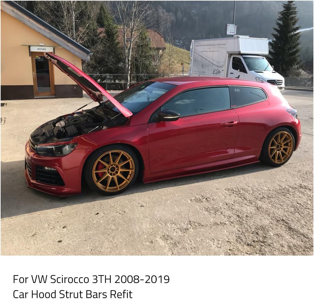 Car-Styling Refit Bonnet Hood Gas Shock Lift Strut Bars Support Rod Accessories Compatible With VW Scirocco 3TH 2008-2019(Carbon Green)