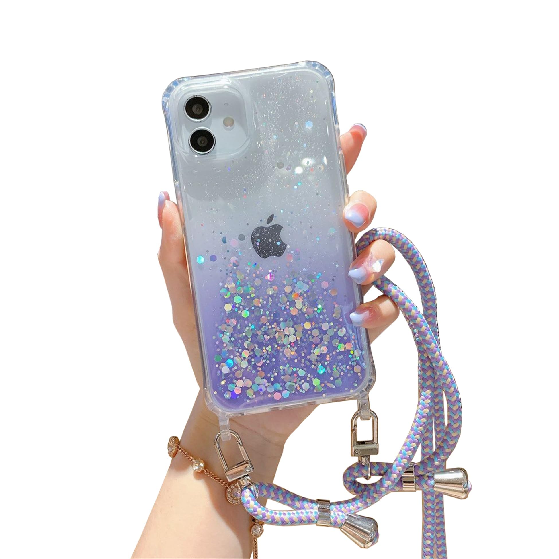 Handyhülle Mit Kette Für Oukitel C51 – Transparent, Stoßfest & Mit 1,5 M Nylonband In Roségold