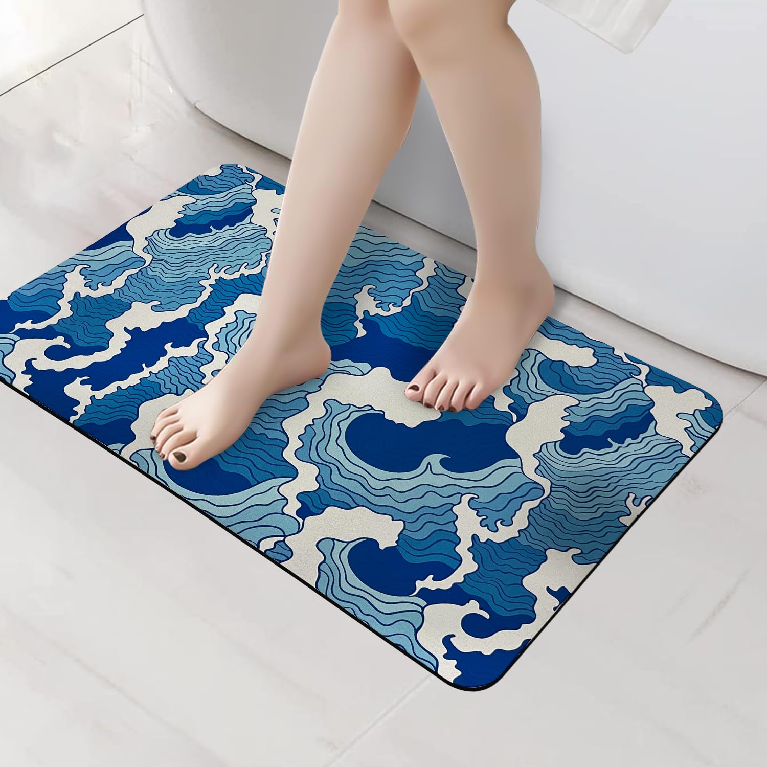 SITTELLA® 2 Pieces Anti-Skid Water Soaking 3D Sea Wave Print Bathroom Mat, Water Absorbent Mat (40x60cm) (Sea Wave Print) (B0DDV2SJDY) Amazon Price History, Amazon Price Tracker