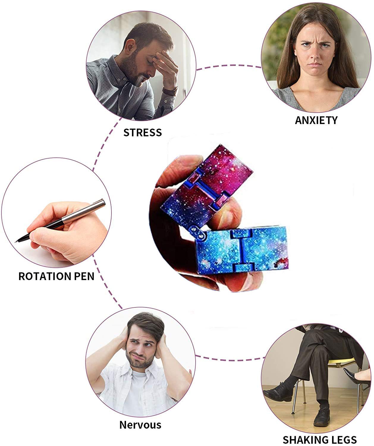 Infinity Cube Fidget Toy for Kids & Adults, Sensory Stress Decompression Fidget Finger Exercise Minitool Magic Cube and Anxiety Relief Cool Hand Mini Kill Time Toys for ADHD (Starry Sky - Color)