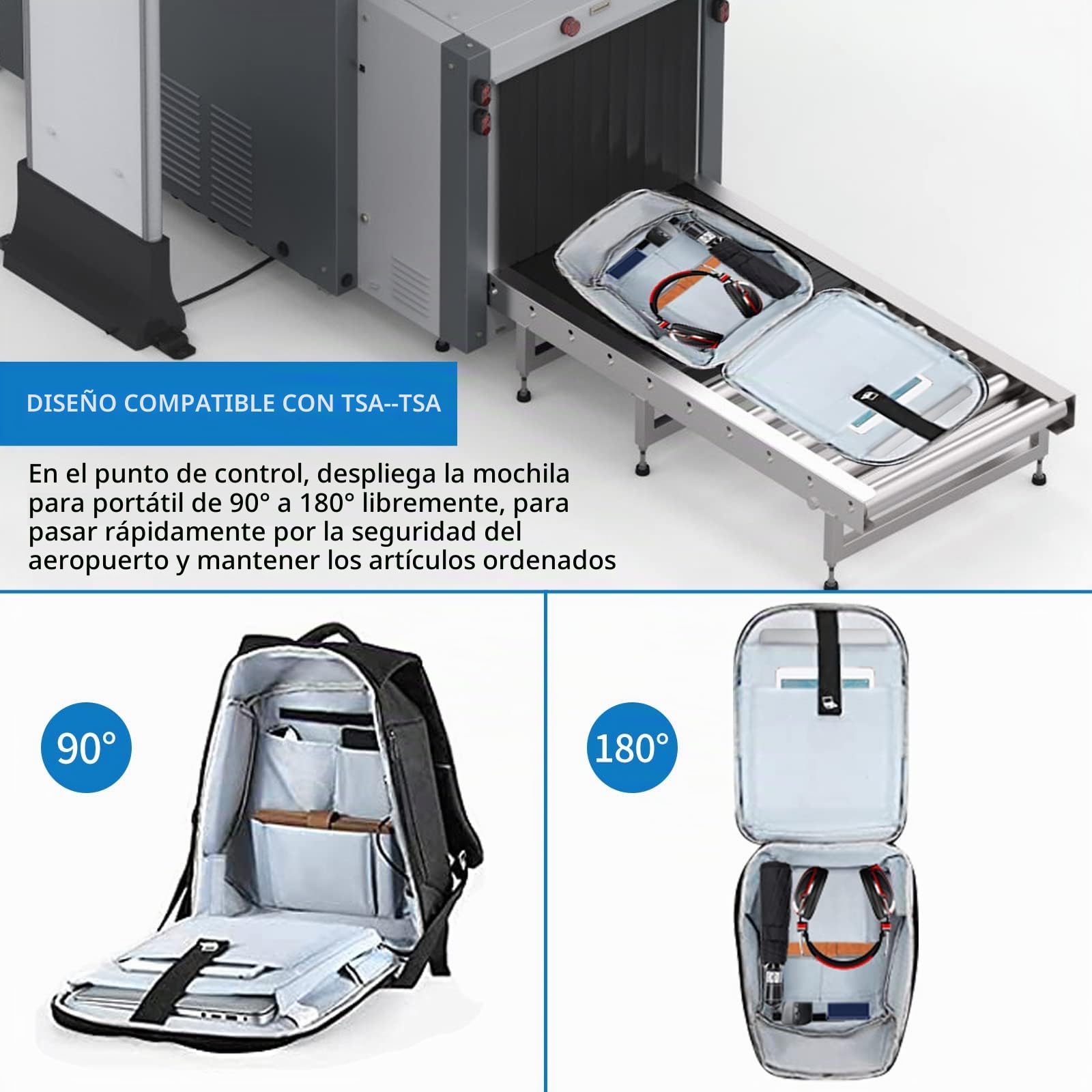 VINBAGGE Mochila Antirrobo para 15.6 Pulgadas Portatil USB Mochilas de Viaje para Trabajo/Universidad/Negocios/Ocio/Viajar