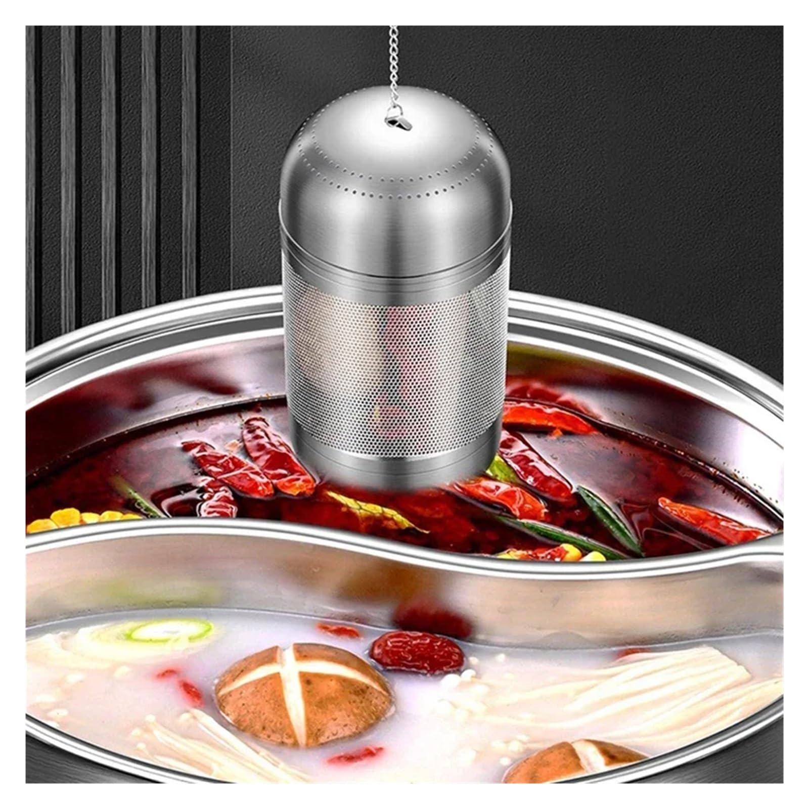 Edelstahl Teesieb 1/2Pcs Gewürz Sieb Ball Edelstahl Tee-ei Blätter Spice Teekanne Feine Mesh Teegeschirr Küche(Style 03)