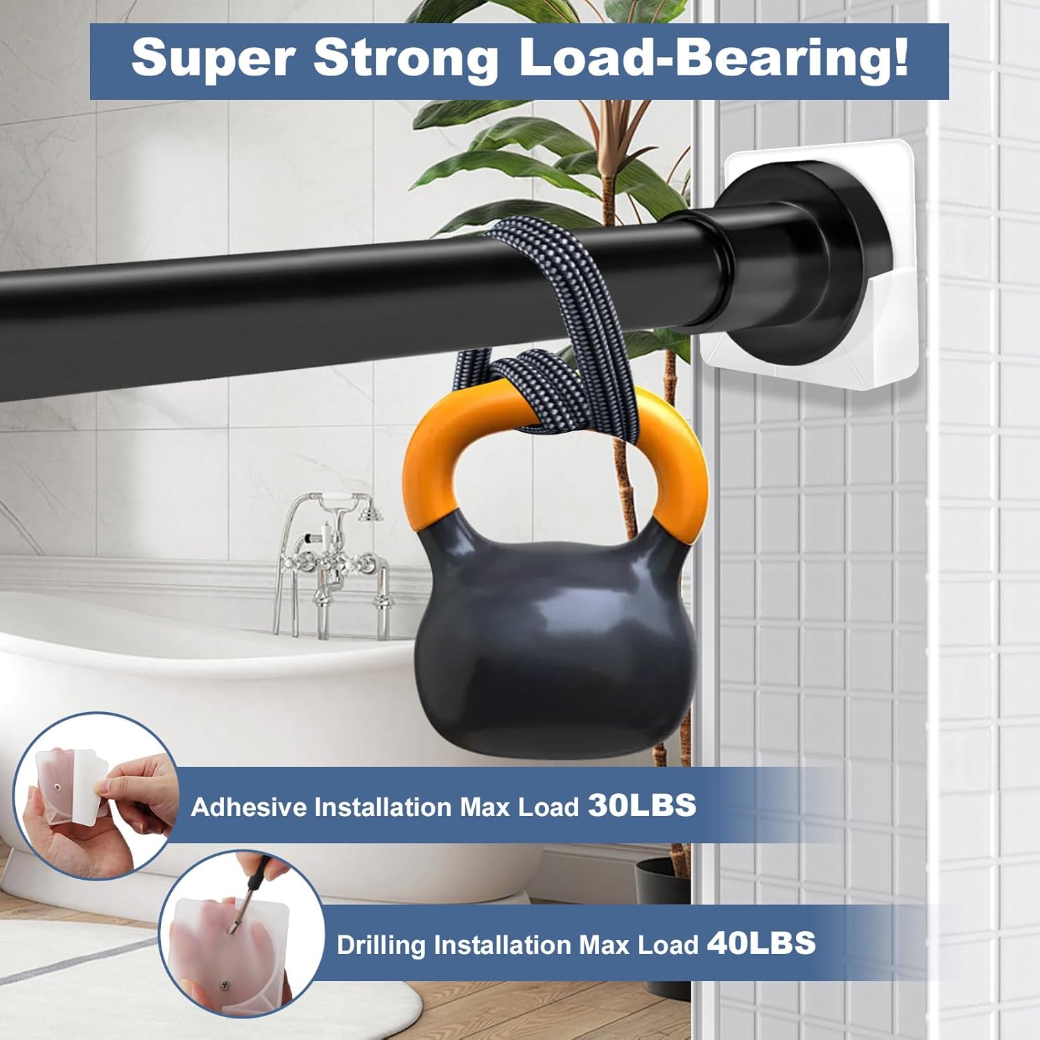 YNL Shower Curtain Rod with 2PCS Holders