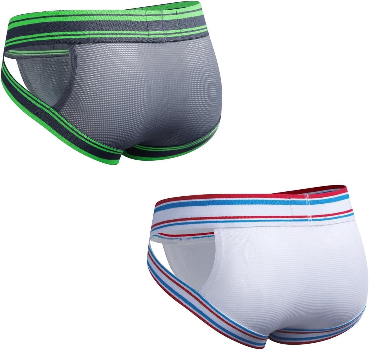 JOCKMAIL 2PCS/PACK Mens Briefs Underwear Wide Belt Mesh Athletic Sport Underwear Briefs