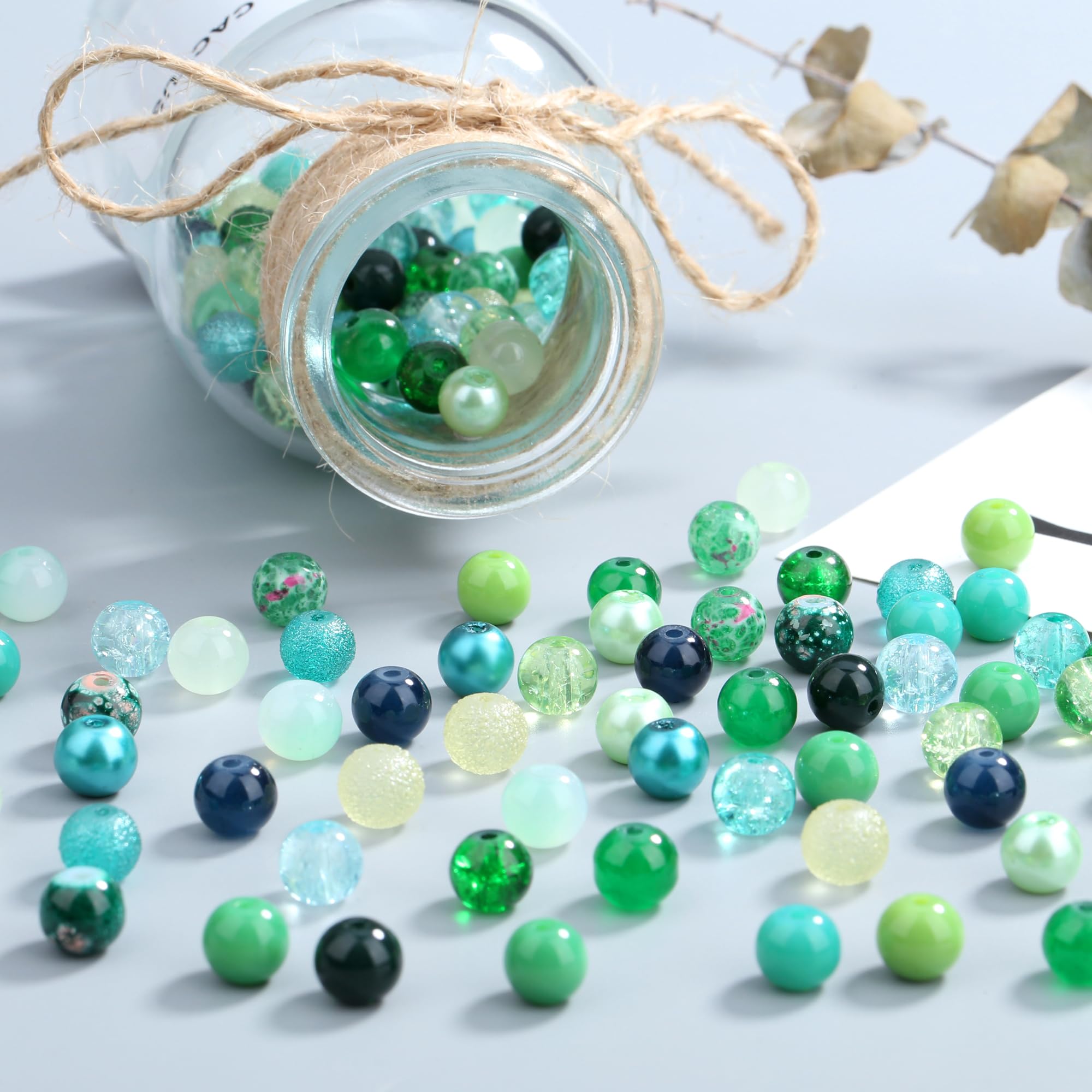 AWARDSEN 8mm Green Beads 360 PCS Crystal Imitation Glass Beads for Bracelet Making Kit Jewellery DIY Crafting - Image 4