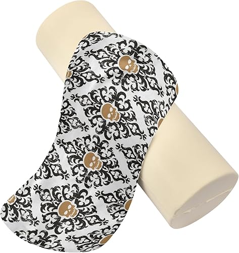 Miniatura 4 de JUNZAN Gold Skull Halloween Bolster Pillow for Bed Firm Neck Roll Pillow Soft Round Pillow for Bed Support Pillow Roller Pillow for Neck