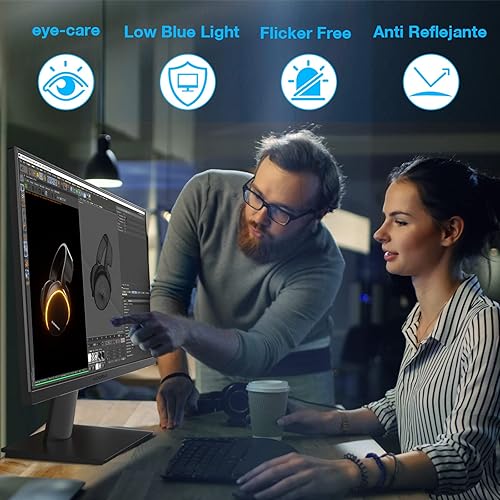 Miniatura 4 de KOORUI Monitor de computadora de negocios de 27 pulgadas, monitor de escritorio FHD 1080p 75Hz, bisel ultrafino para el cuidado de los ojos, puertos