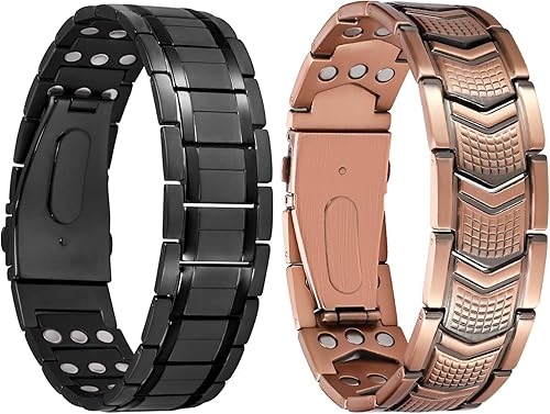 Jecanori Pulseras magnéticas de cobre para hombres, pulsera magnética ultra fuerte, regalos de joyería con herramienta de tamaño