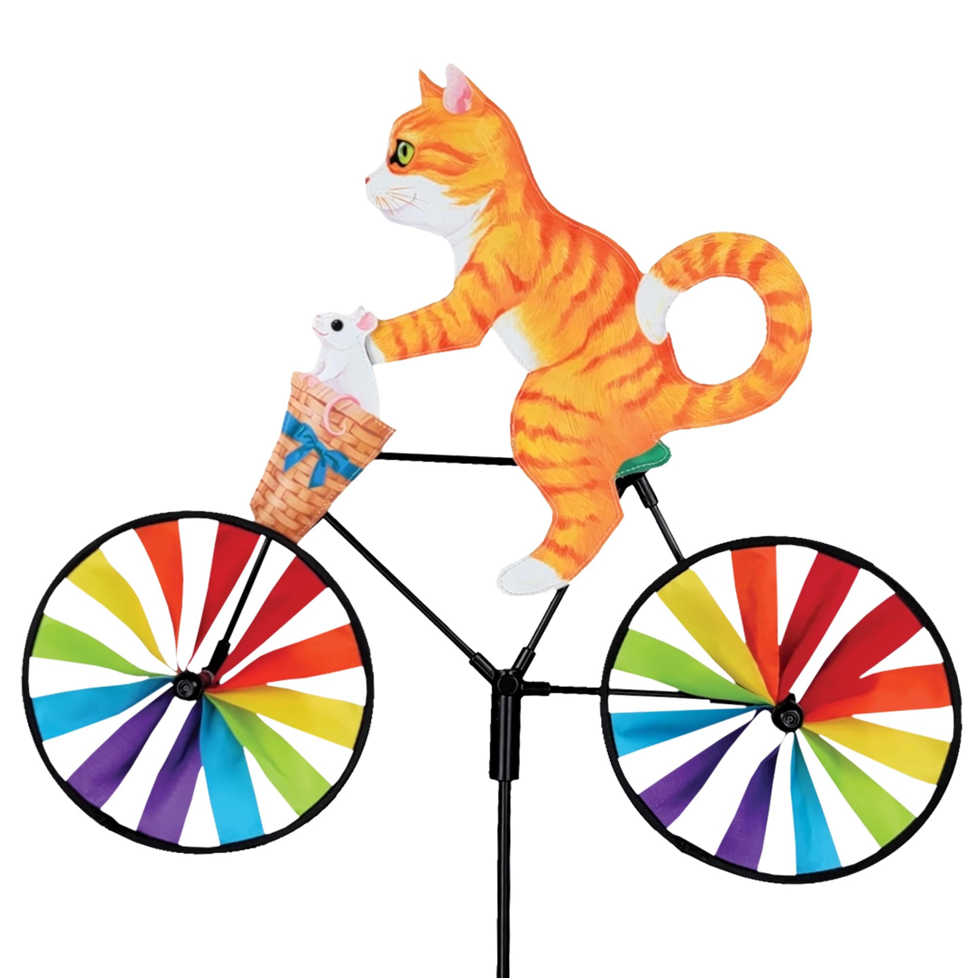 Bike Spinner Kitty 20" – Playful Feline Design, Weather-Resistant Outdoor Decor, Durable & Lightweight for Patios, Yards, and Gardens - Eye-Catching