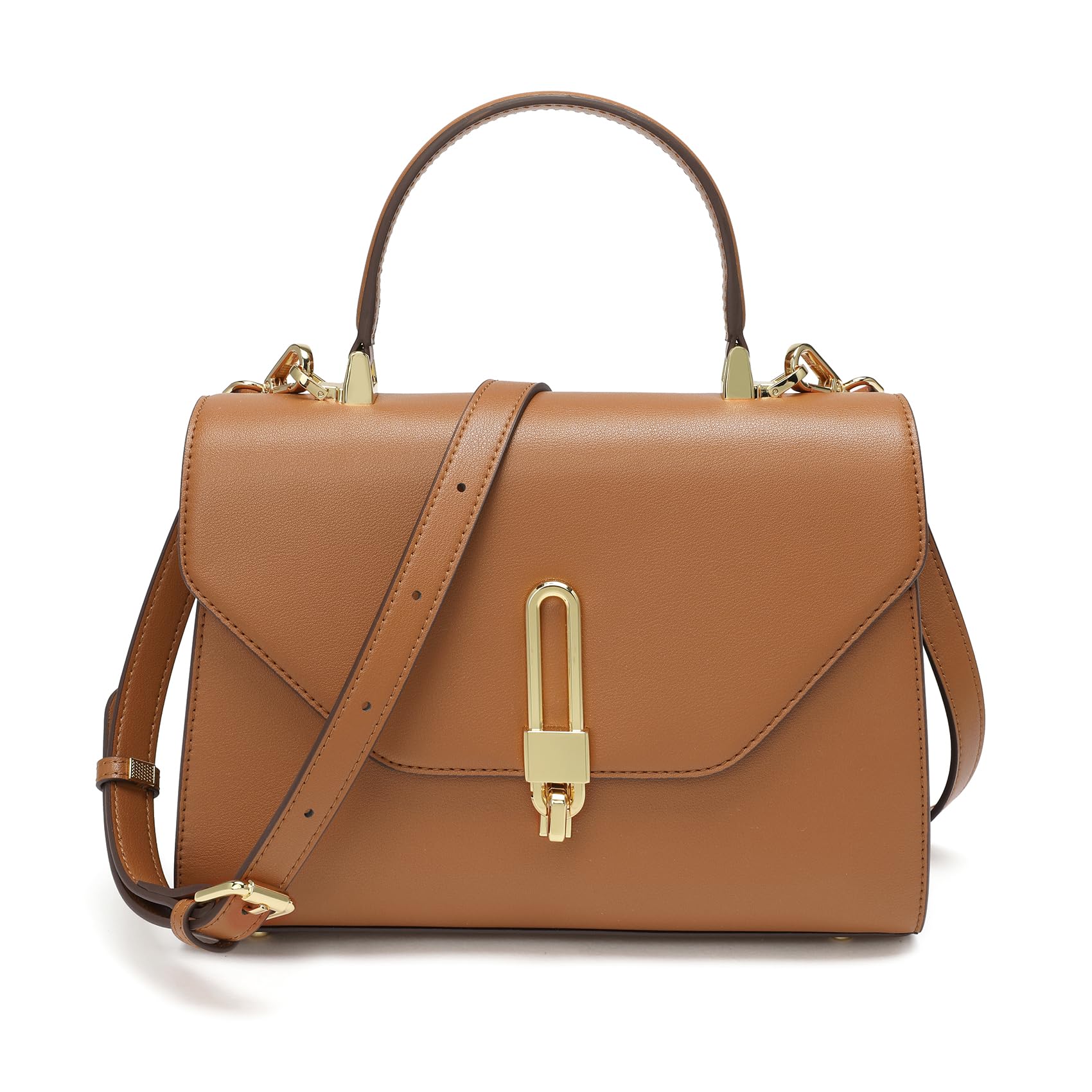 Bolso de mano para mujer, de piel, 3 compartimentos, viene con correa de hombro extraíble (marrón), marrón