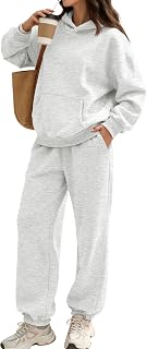 AUTOMET Women's 2-Piece Oversized Lounge Sweatsuit with Kangaroo Pockets