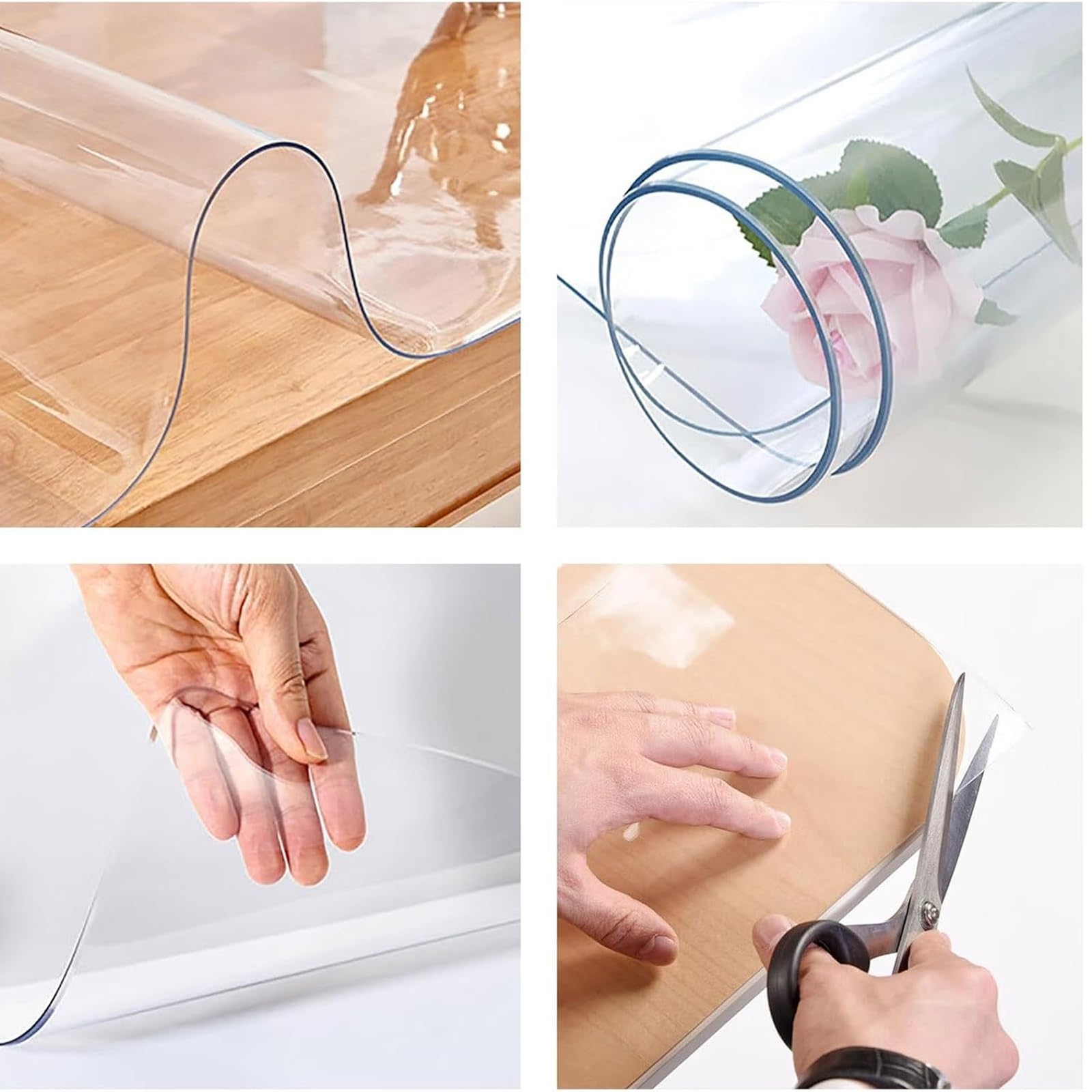 Sottomano da scrivania Trasparente 90x40cm Tappetino da Scrivania Trasparente con Bordi Arrotondati, Tovaglia Plastificata Trasparente Impermeabile Antiscivolo per Ufficio(150cm*150cm)
