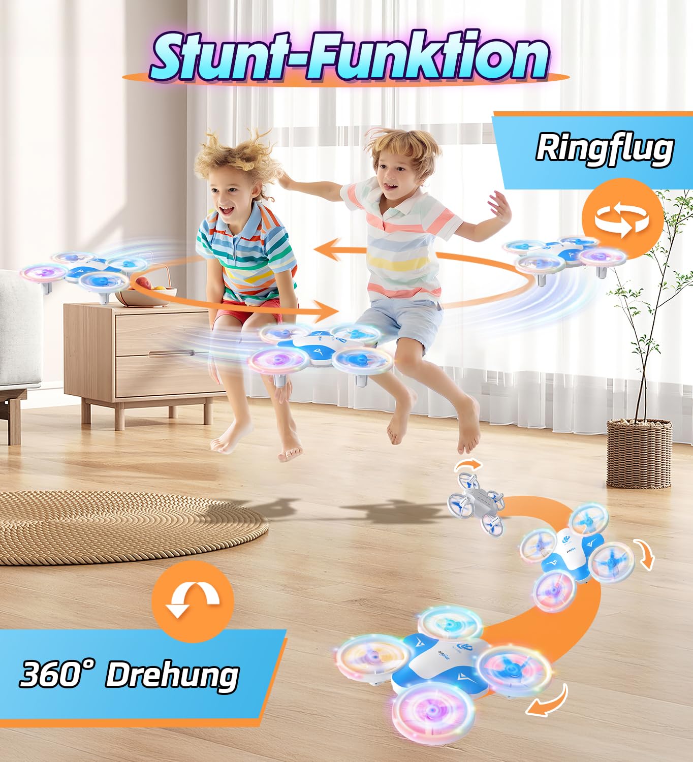 Korffe Mini Drohne für Kinder ab 6-10+ Jahre RC Flugzeug mit LED Lichter Indoor Outdoor Geschenke