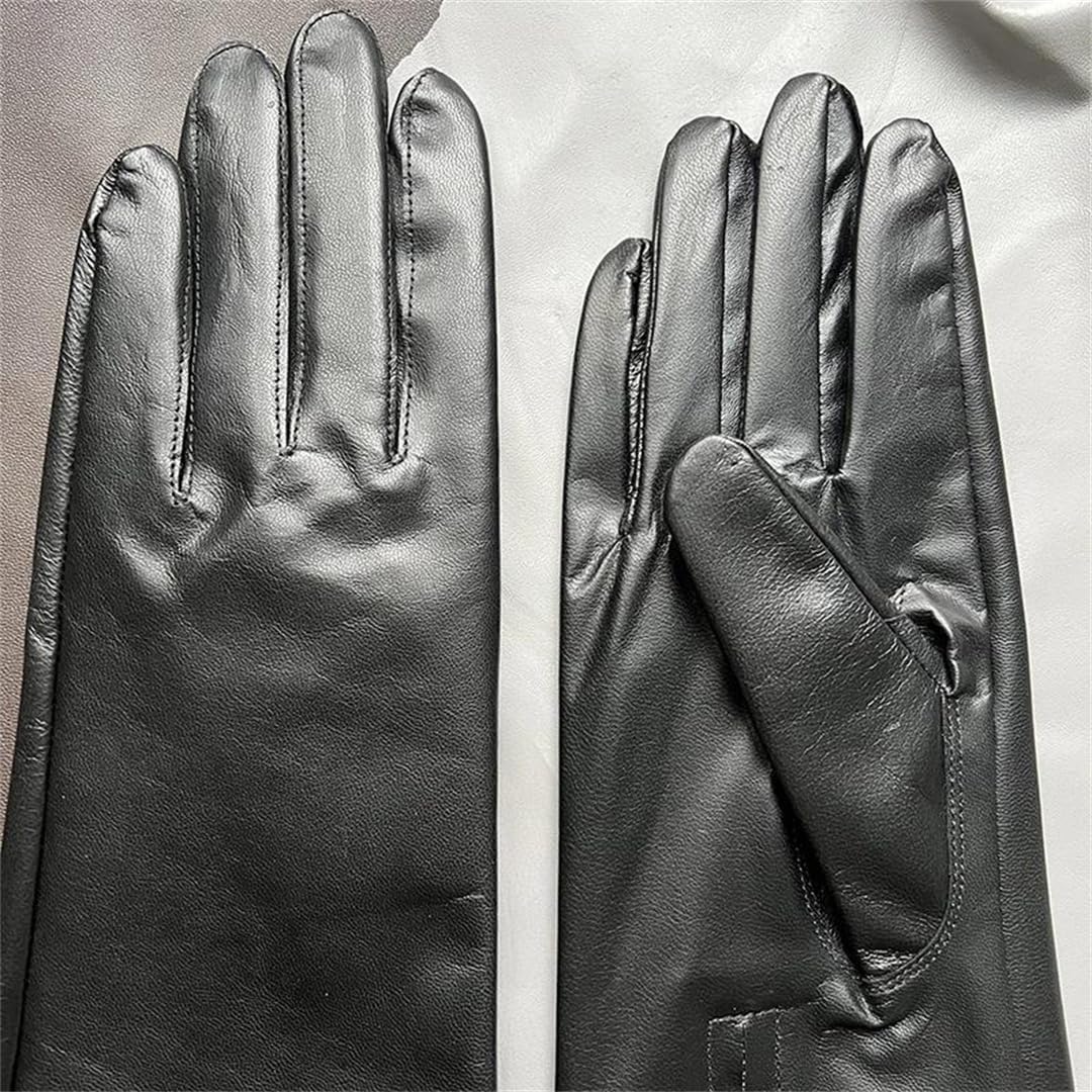 Lange Herren-Handschuhe aus Ziegenleder, Reißverschluss, Motorrad-Stil, cool, ungefüttert, modisch, Herbst und Winter