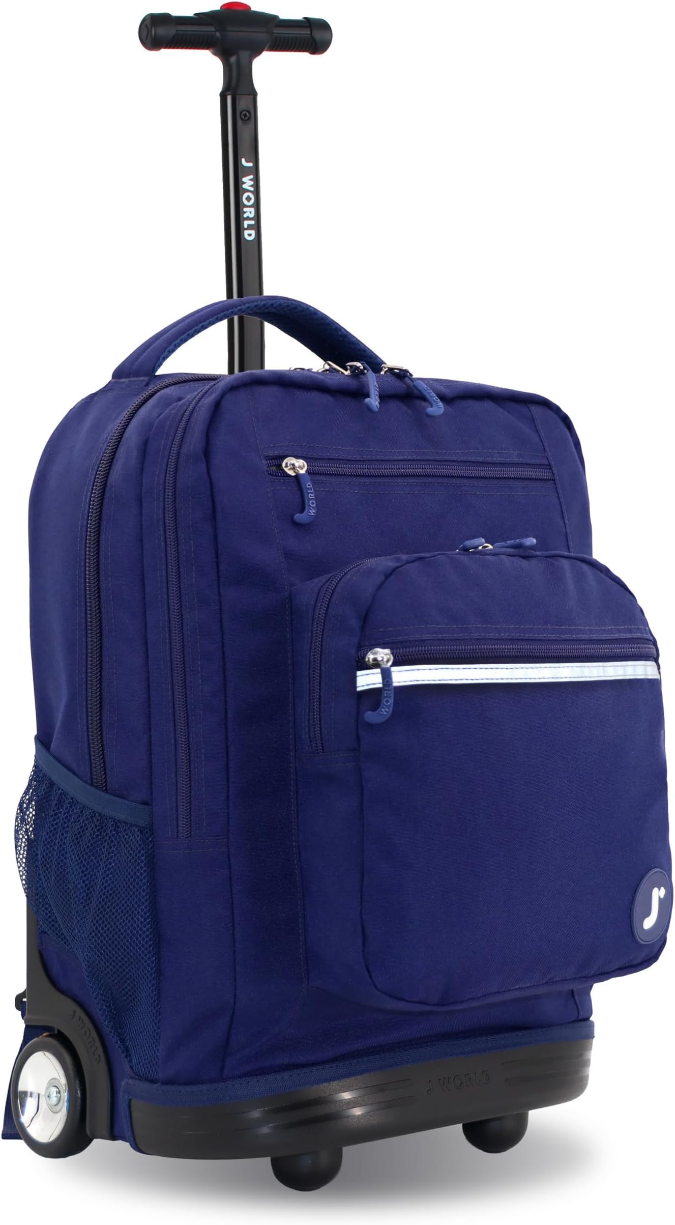 J World Sundance Laptop Rolling Backpack for Girls Boys. Roller Bookbag with Wheels, 20 Inch, Navy