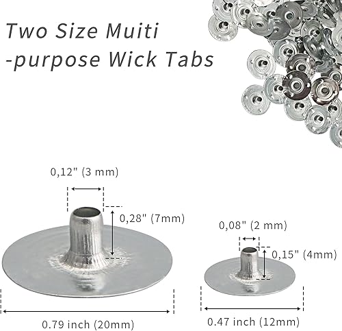 Miniatura 3 de MILIVIXAY Pestañas de mecha para velas, 400 pestañas multiusos de 2 tamaños, 0.787 in, 0.472 in, perfectas para una amplia variedad de mechas, velas