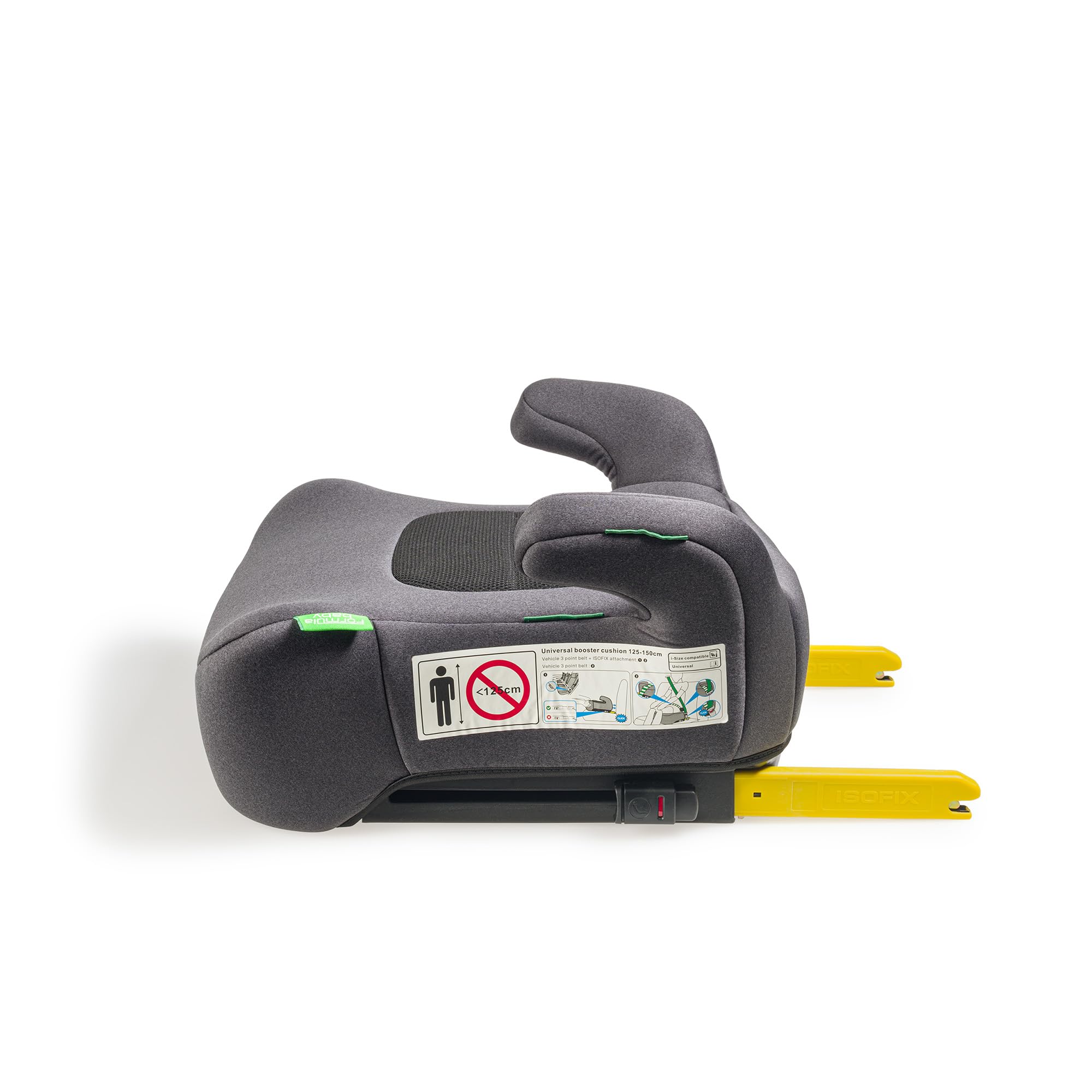 FORMULA BABY Siège auto réhausseur Salsafix | 6-12 ans | Léger | Facile à installer | Ventilé | Ceinture ou combinaison Isofix | Gris