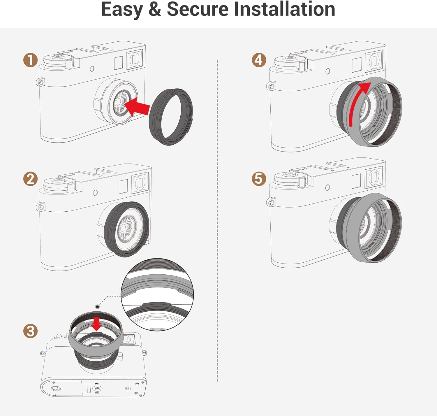 JJC Metal Lens Hood Sun Shade with 37mm Filter Adapter Ring for Fuji Fujifilm X Half XHalf Digital Camera, X Half Camera Lens Protector & Filter Converter, Dark Gray Color - Image 6