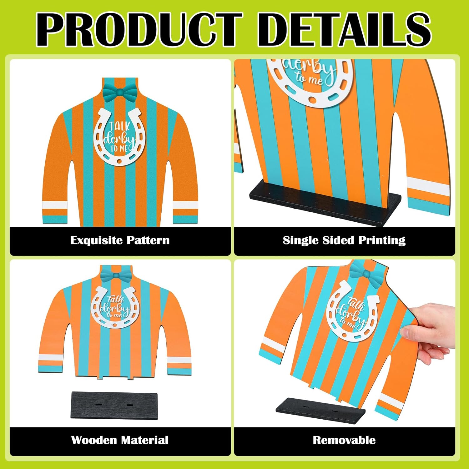 Skylety 6 Pcs Horsing Racing Derby Decorations Derby Day Table Centerpieces Jockey Silks Wooden Signs Race Horse Table Decorations Horserace Tiered Tray Decor for Equestrian Birthday Party Supplies