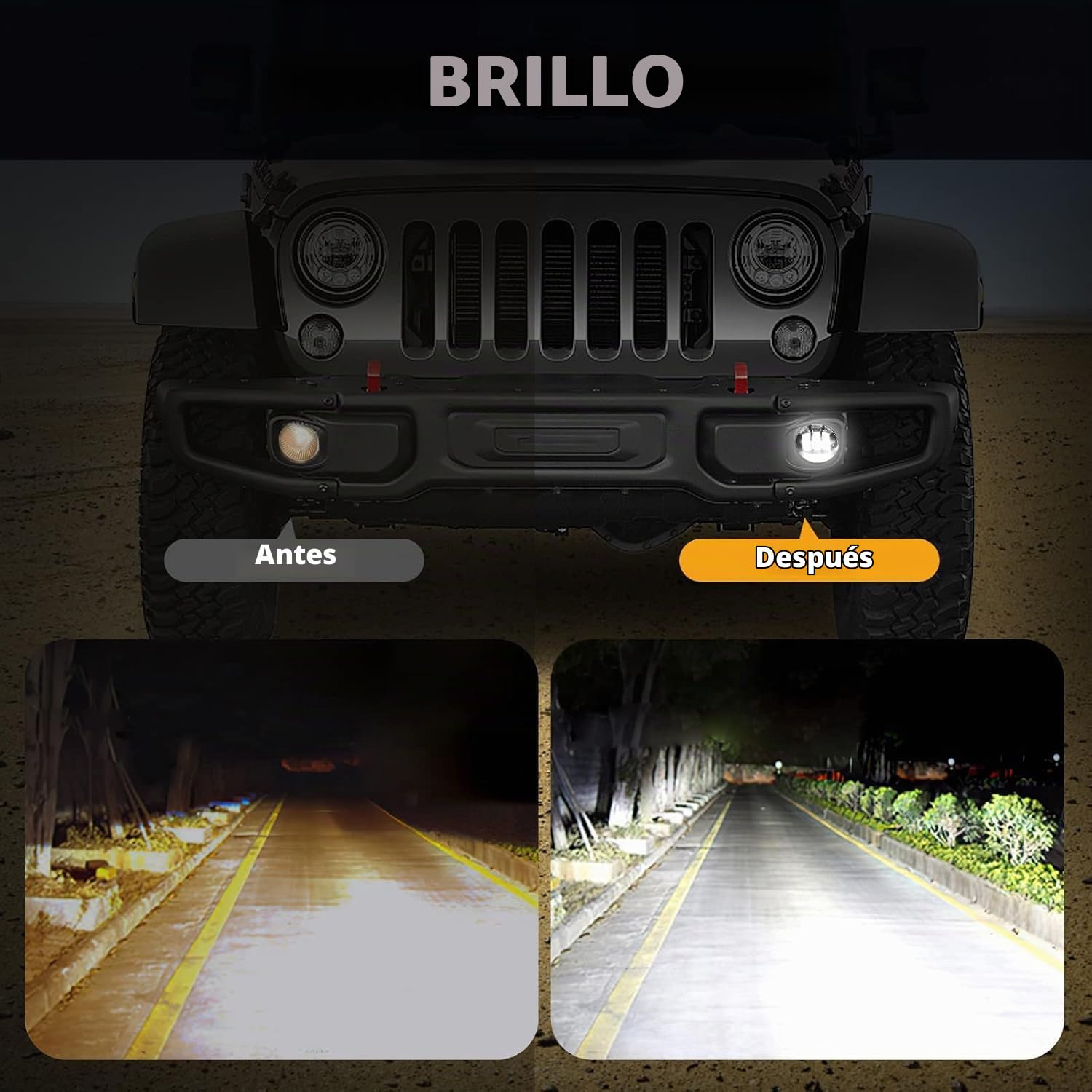 Faros Antiniebla, 4 Pulgadas 30W Faro LED Redondo Parachoques Delantero, Universal para Wrangler Todos los Modelos, 1 Par Negro