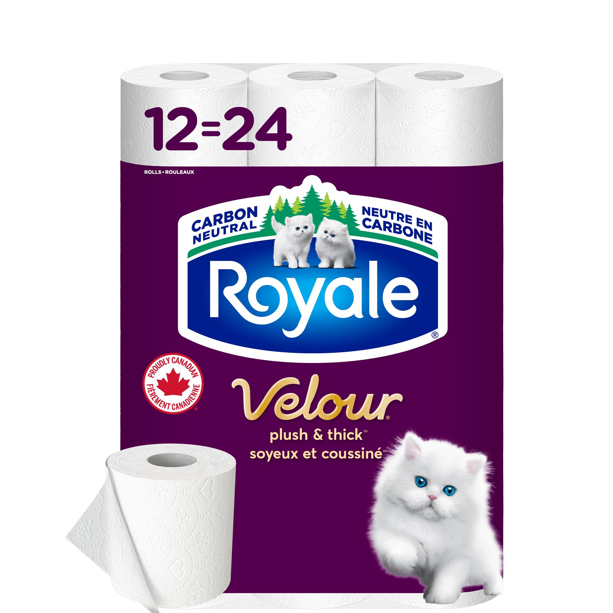 Royale Velour Toilet Paper 12 Equal 24 Rolls 142 Bathroom Tissues per roll