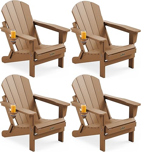 Vista 54 de SERWALL - Silla plegable Adirondack para patio, jardín, exterior, resistente a la intemperie, sillas para hoguera, color naranja Albaricoque