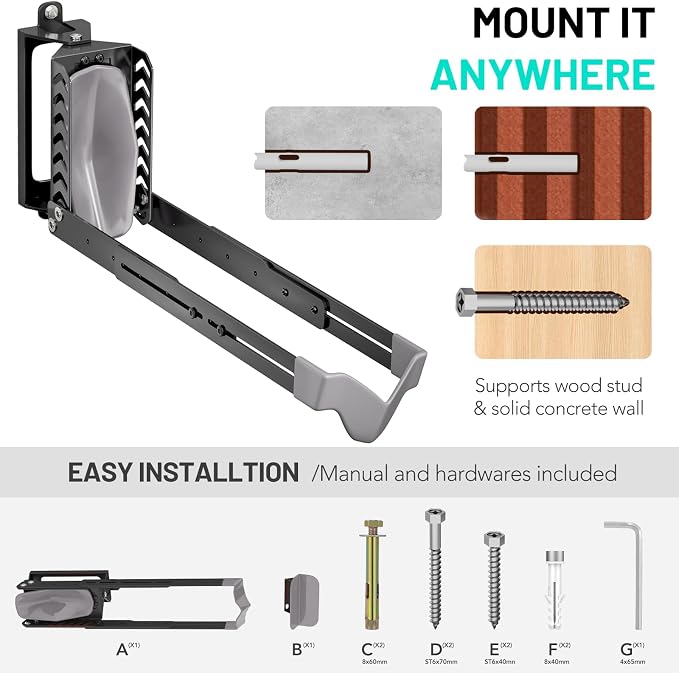 Soporte de pared giratorio para bicicleta, gris, capacidad de 35 kg miniatura 6