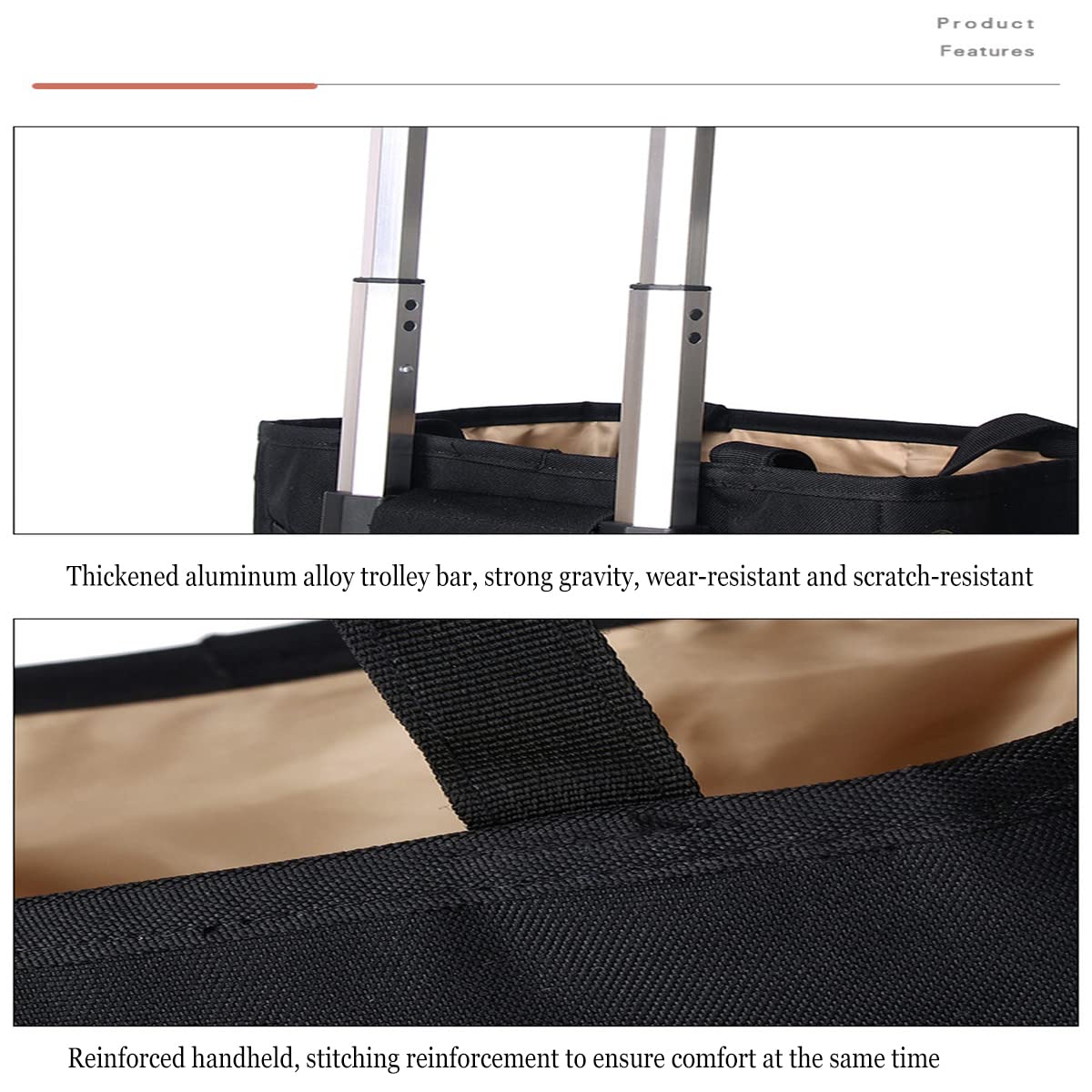 Carrello pieghevole per salire le scale con borsa termica isolata, carrello della spesa in alluminio resistente con borsa per la spesa e uso esterno