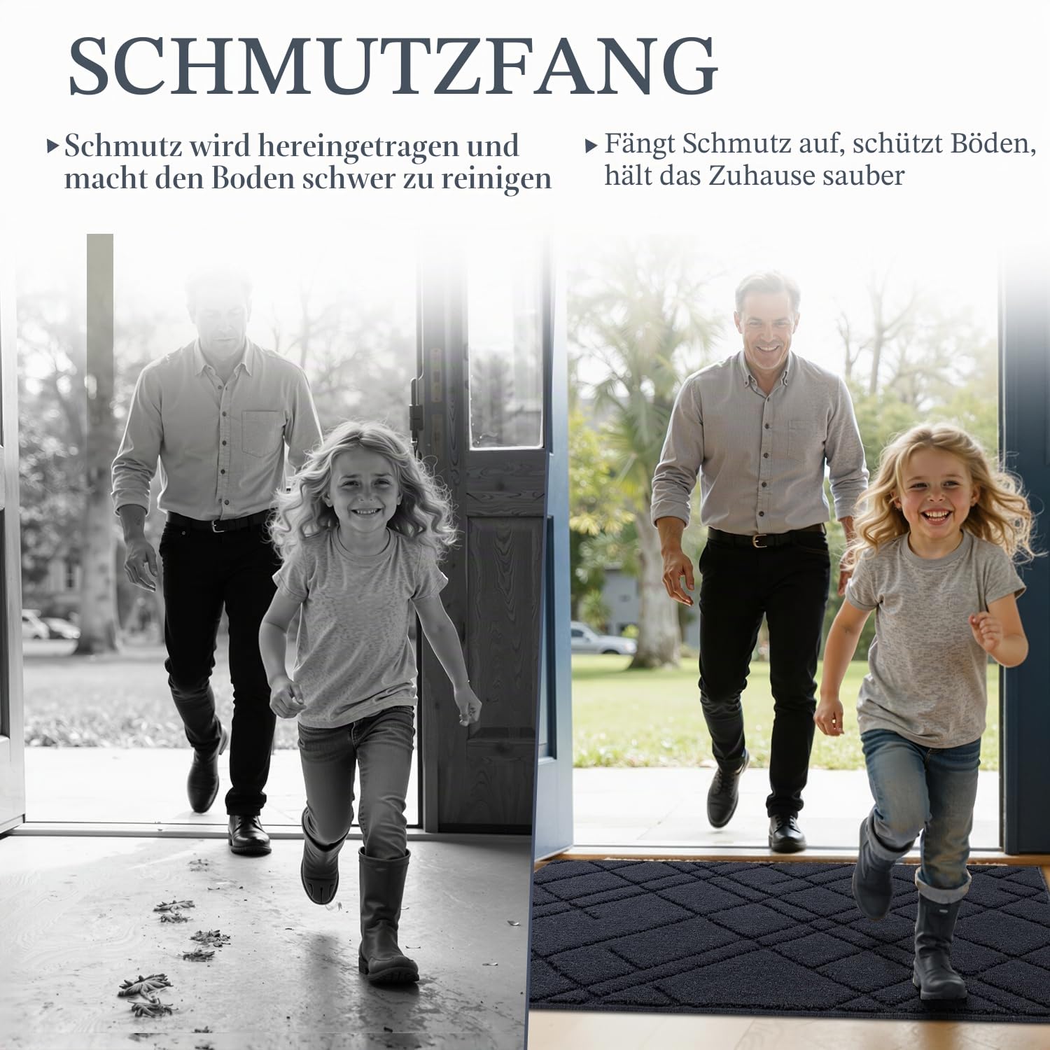 Biscpro Fußmatte Innen 80 x 120 cm Blau Diamantmuster Bodenmatte Waschbar Eingangsteppich rutschfest,Türmatte Teppich Für Eingang, Patio, Flur, Garten, Außen
