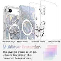 Vista 512 de I-MGAE-IN-AR - Funda diseñada para iPhone 12 y 12 Pro, diseño de mariposa plateada brillante, funda protectora de poliuretano termoplástico, suave
