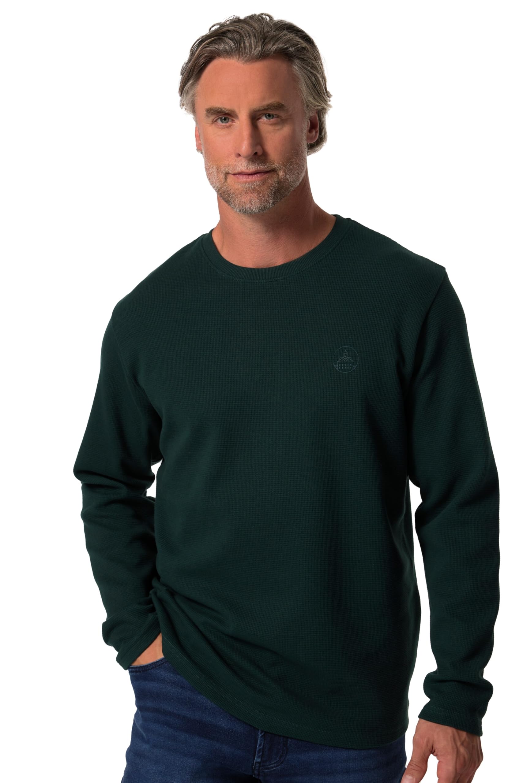 Boston Park Herren große Größen Übergrößen Menswear L-8XL Langarmshirt, Strukturjersey, Rundhals 833136