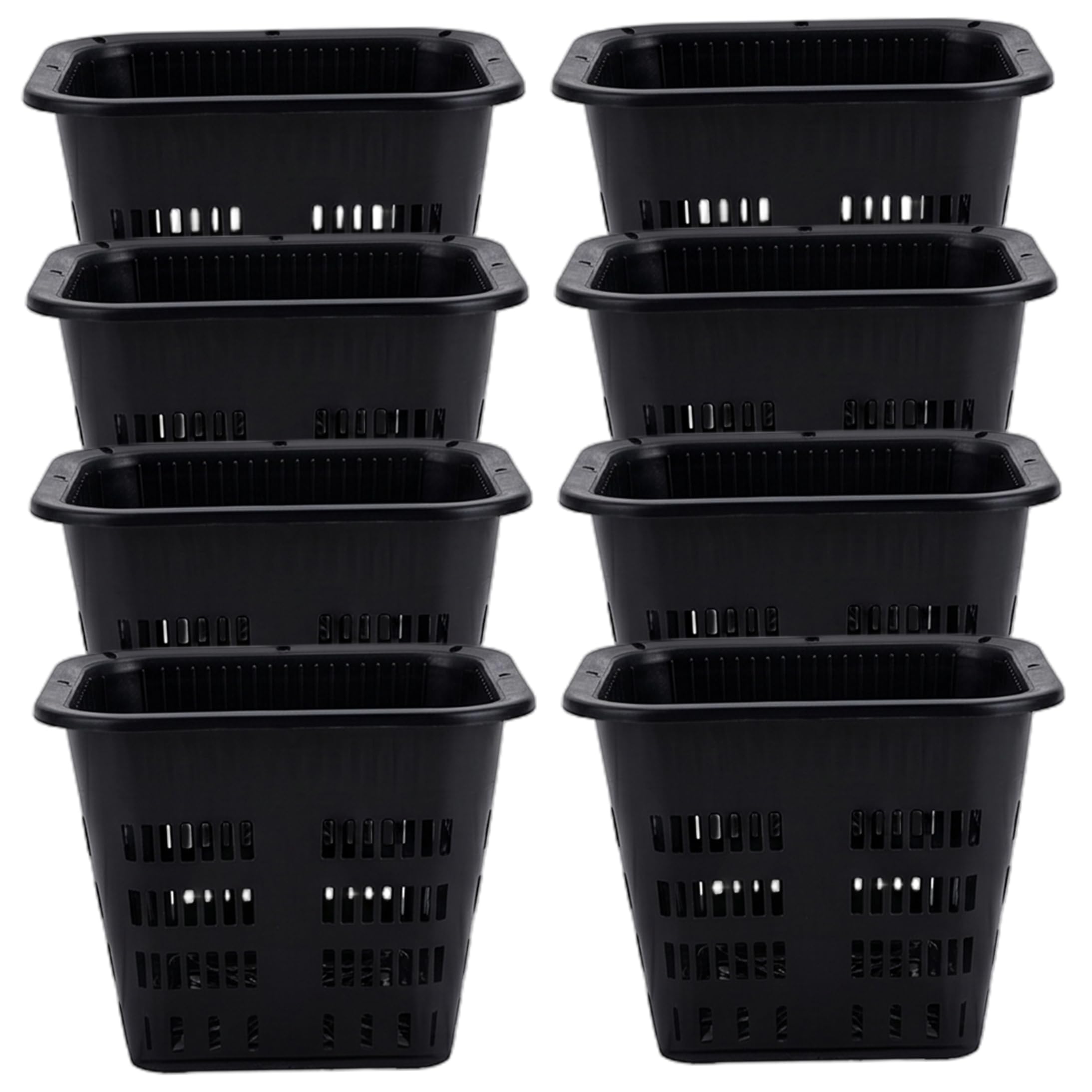 Bemonew 8 Pcs Hydroponic Pots, Thickened Breathable Hollow-out Hydroponic Baskets, Plastic Orchid Pots For Dendrobium Cattleya, Black Square 5.51x5.51x4.33 Inch