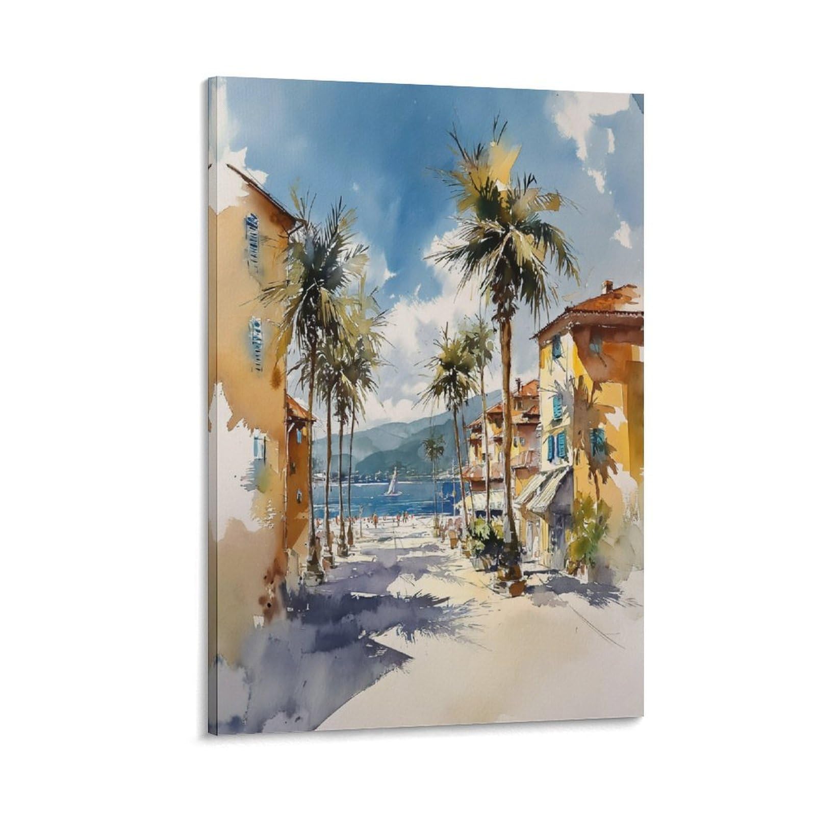 XWYMXZ Key West Watercolor Painting Florida Keys Travel Poster 20x30inch(50x75cm) Vintage Watercolor Canvas Art