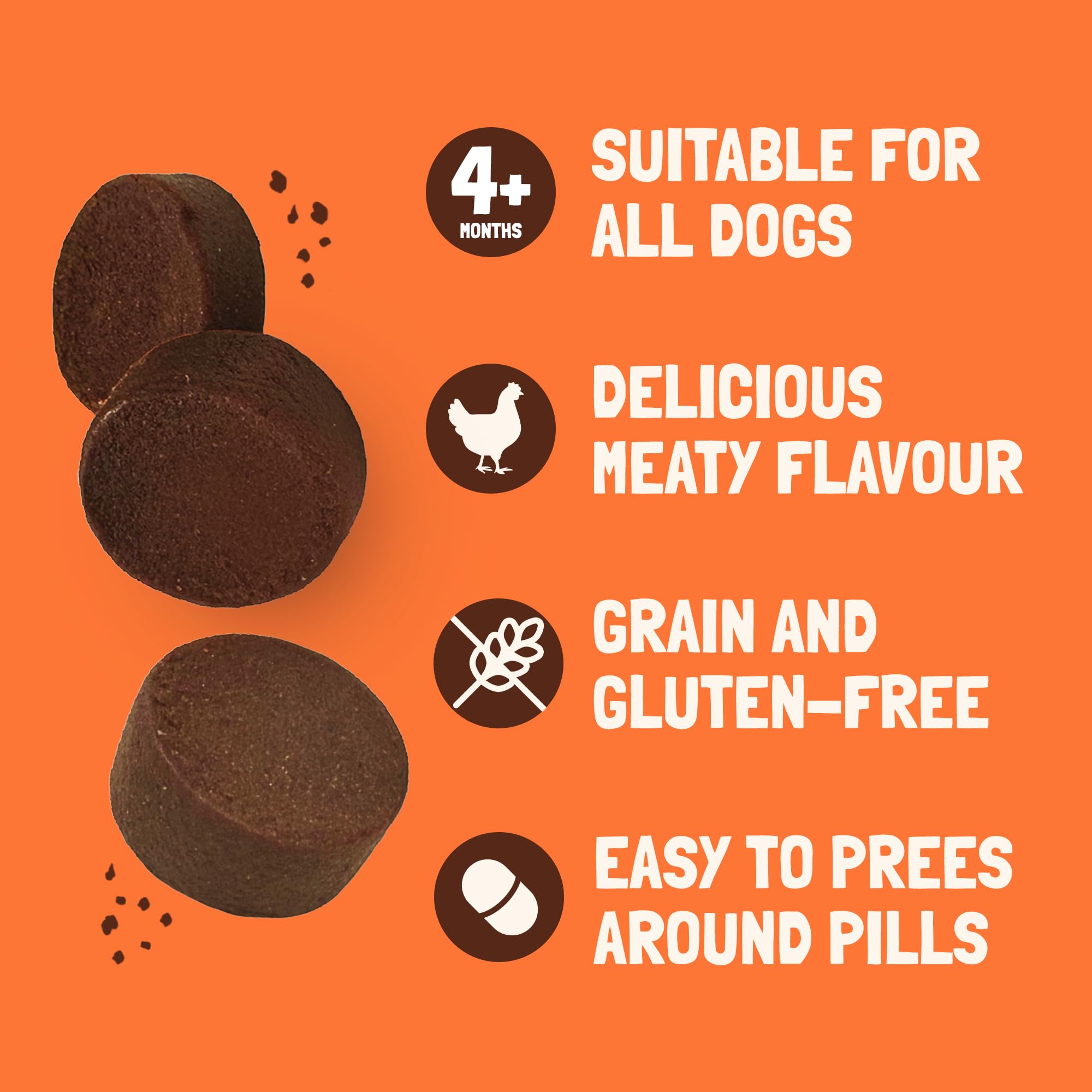 Pill Pockets for Dogs Bundle (4x80g), Beef Flavoured Pill Assist for Small/Large Dogs, Grain Free - Image 2