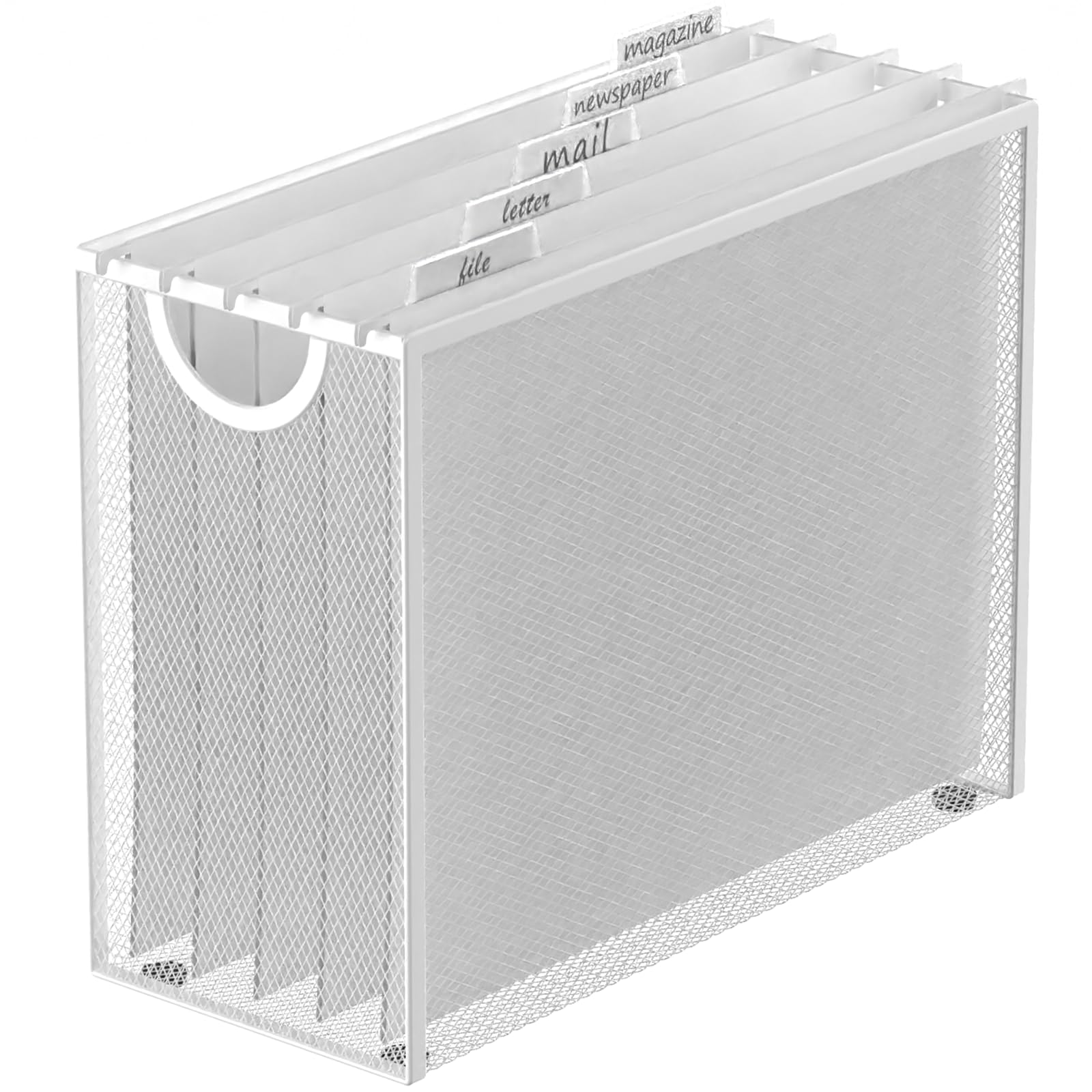 Sinboun Hanging File Organizer Letter-Size File Holder Filing Box Includes 5 Hanging Folders - Metal Mesh Magazine Letter Storage Cabinets File Cart for Office Home School, No Assembly Required White โ image 1