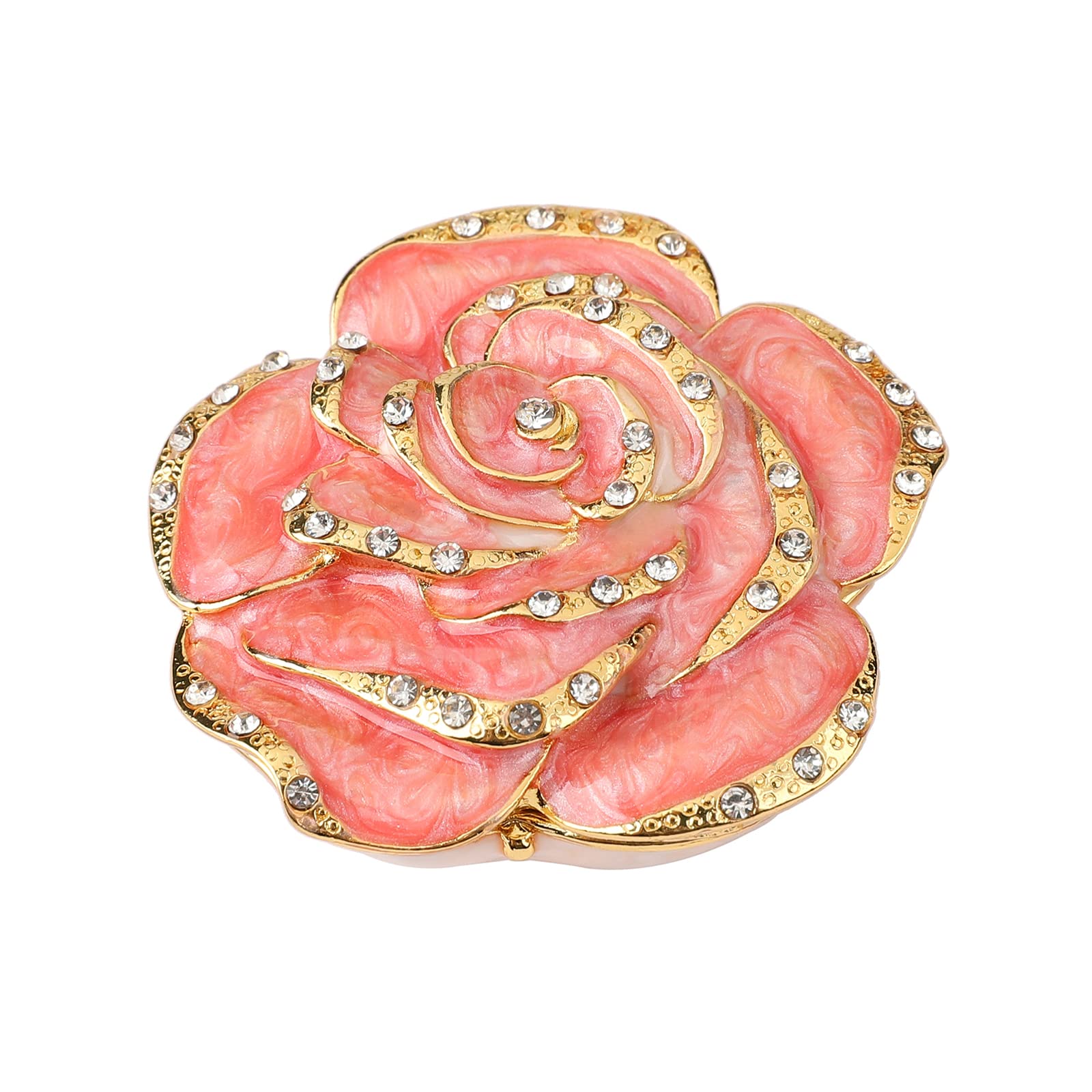 FASSLINO Rose Trinket Boxes Hinged Hand-Painted Enamel Figurine Ornaments Gift for Women Girls Home Decor(PinK)