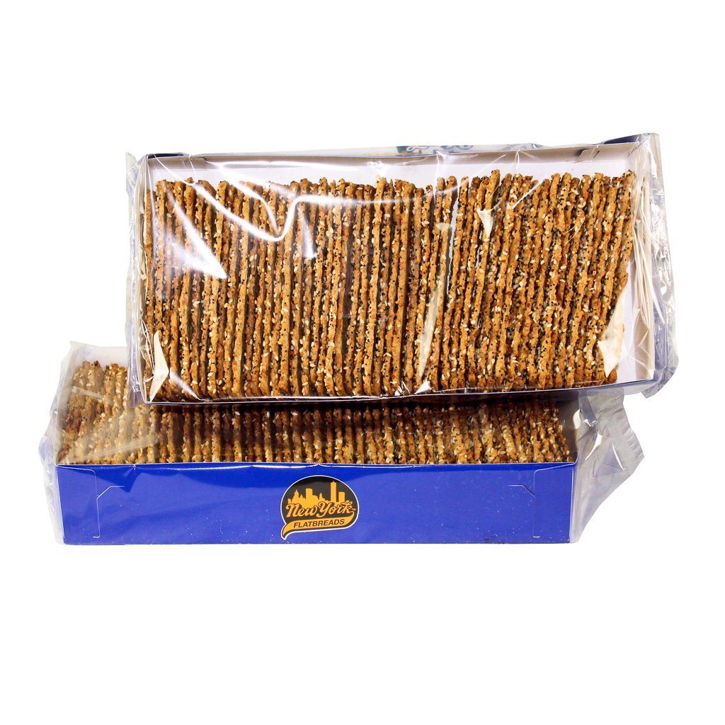 New York Flatbreads Everything 5 lbs - All-Natural Crispy Flatbreads with Sesame, Garlic, Onion & Poppy - Stays Crisp with Dips