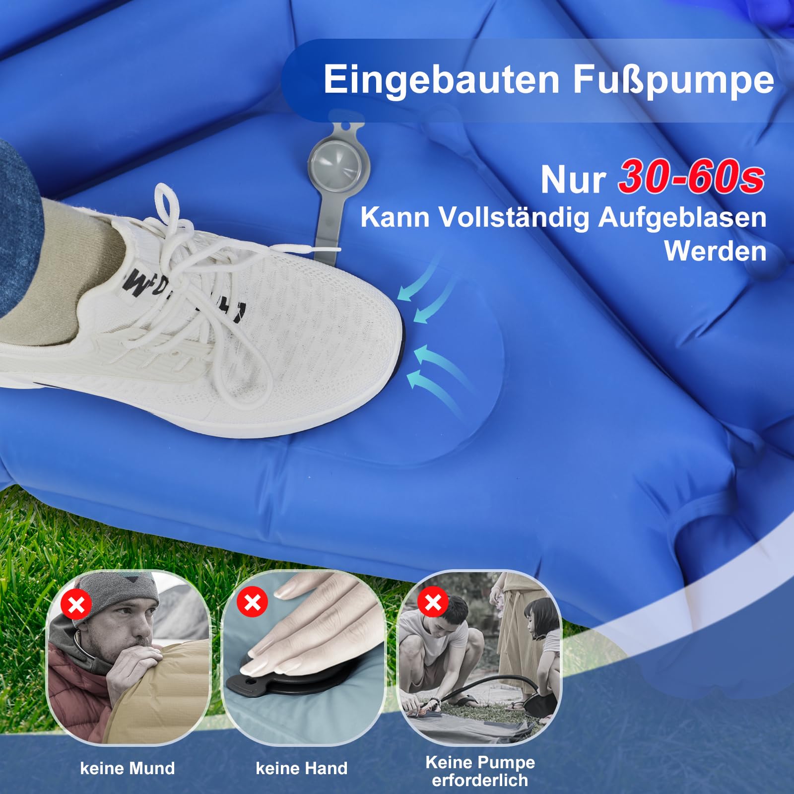 Ultra-leichte Isomatte Mit Fußpumpe - 198cm Campingmatte Für 1 Person