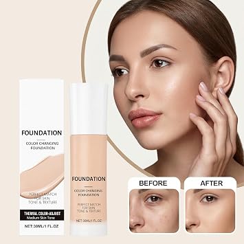 FunnAura 30ML Colour Changing Foundation Long Lasting Dewy Finish for Fits Skin Hydrati