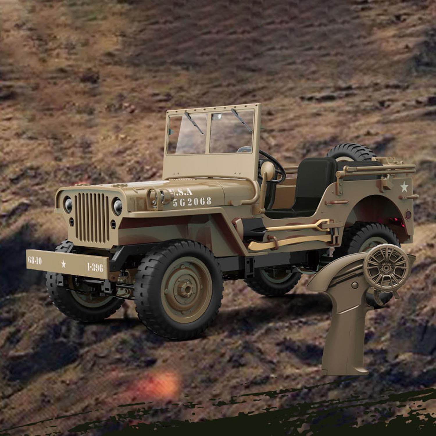 TOUCAN RC HOBBY RTR JJRC 1/10 C8815 RC Militär-LKW Fernbedienung Offroad-Auto Modell Rock Crawler Lichter Abnehmbare Dekorationen Keine Geräusche