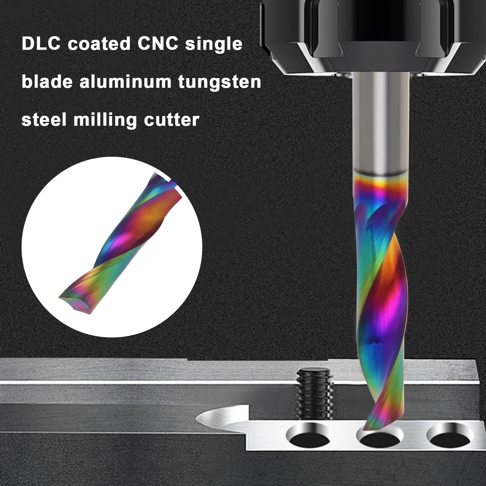 The Lord of the Tools 1x Fraise en Acier Au Tungstène avec Revêtement DLC CNC 6mm Tige Simple Fraise 22mm Longueur de Coupe 50mm Longueur Totale pour Le Traitement CNC Aluminium Cuivre Bois Acrylique