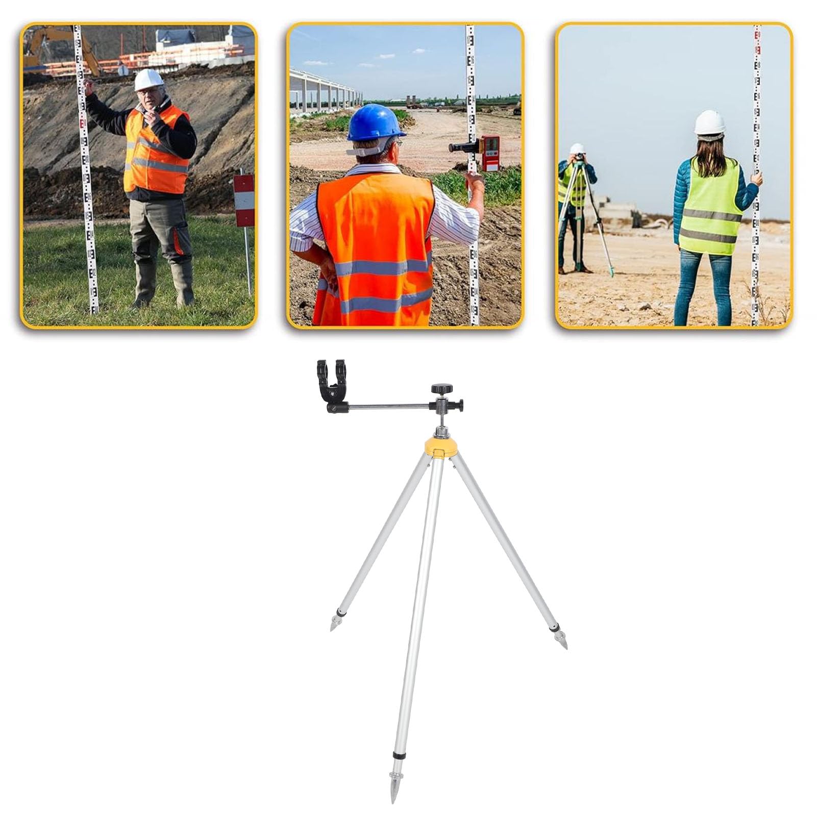 Trípode de Poste de Prisma, Trípode de Poste de Rango de Aluminio de 31.50-49 Pulgadas para Varilla Móvil de Poste de Encuesta, Soporte de Varilla GNSS RTK de Poste GPS, Equipo
